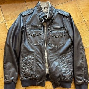 Levi's Men's Faux Leather Sherpa Aviator Bomber Jacket